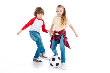 Children playing football clipart