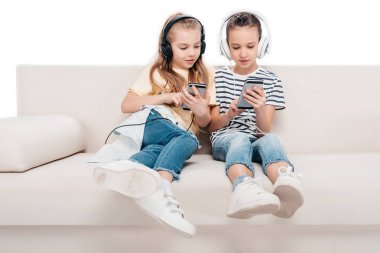 Children using digital devices clipart