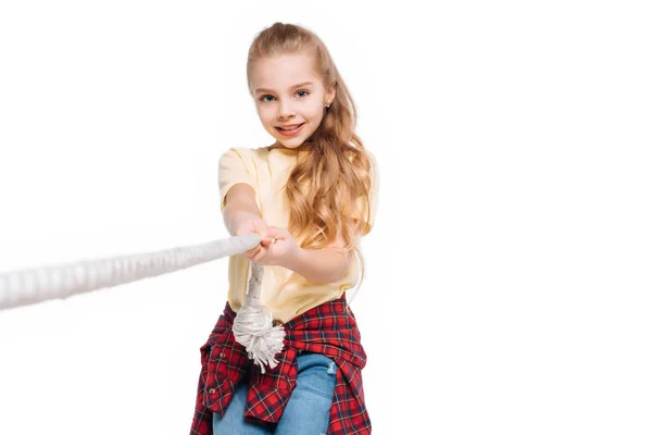 Kid play tug of war — Stock Photo, Image