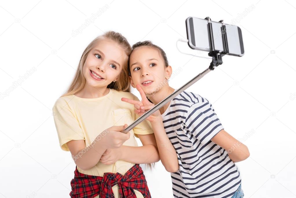 Kids taking selfie