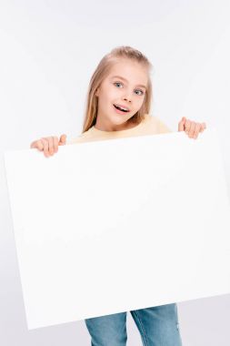 Blond girl with blank board  clipart