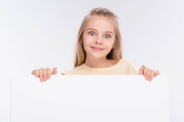 Blond girl with blank board  clipart