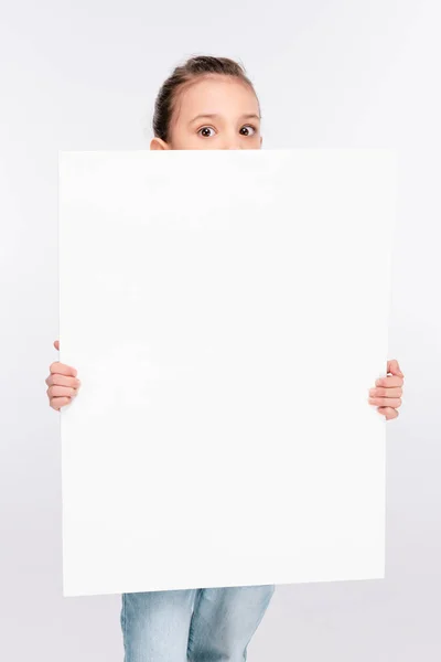 Menina com placa branca — Fotografia de Stock