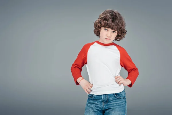Curly little boy posing — Stock Photo, Image