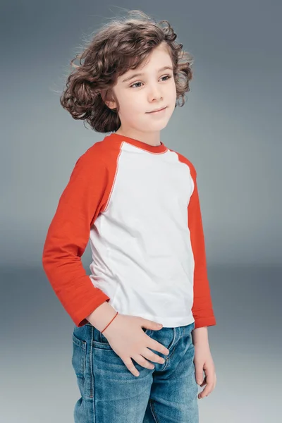 Curly little boy at studio — Stock Photo, Image