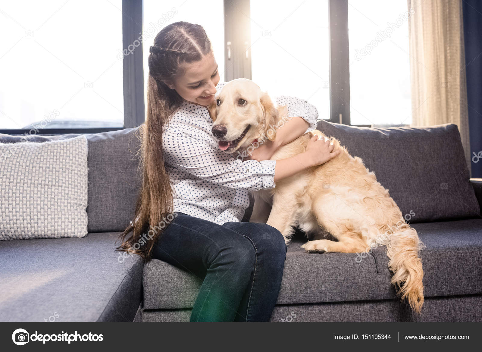Girl About Golden Retriever Dog Golden Retriever Hug Woman Golden