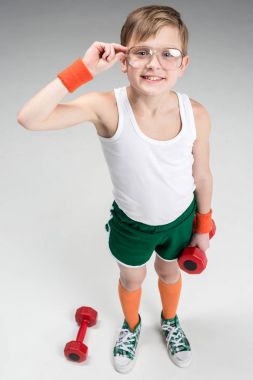 aktif çocuk dumbbells ile 