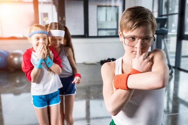 Kids fooling around at fitness studio — Stock Photo, Image