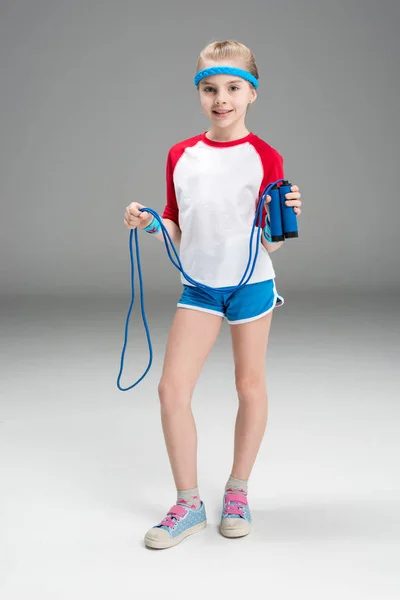 Active girl with skipping rope — Stock Photo, Image