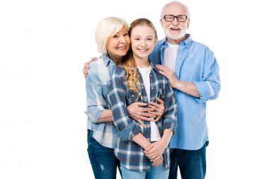 grandfather, grandmother and granddaughter    clipart