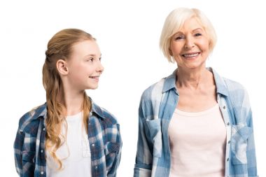 portrait of grandmother and granddaughter  clipart