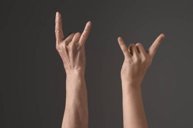 hands with rock signs clipart