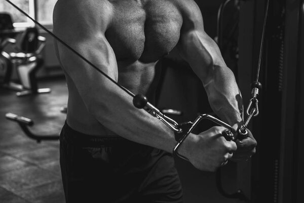 muscular sportsman working out 