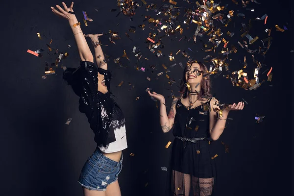 Young women with confetti — Stock Photo, Image