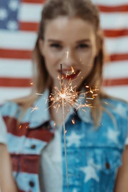 girl in american patriotic outfit  clipart