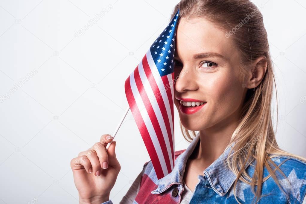 Girl with american flag 