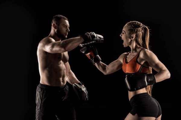 Young couple of boxers 