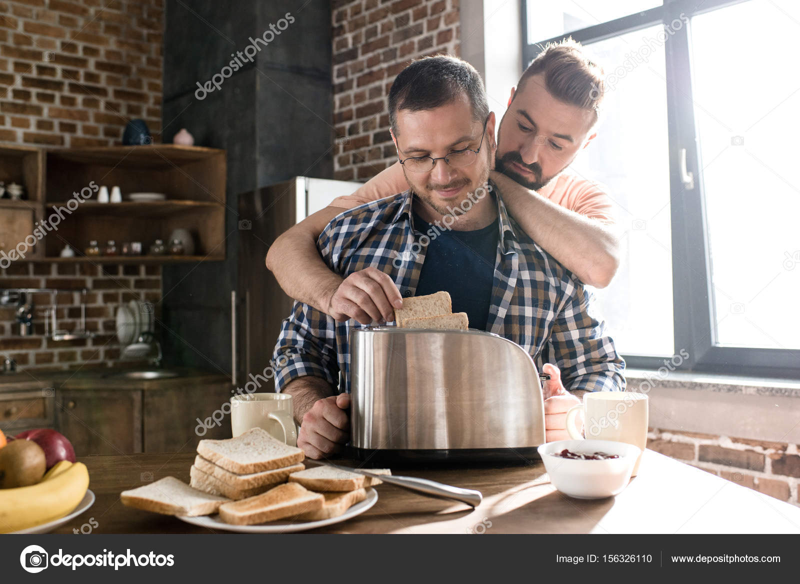 Gay couple having breakfast — Stock Photo © NatashaFedorova #156326110