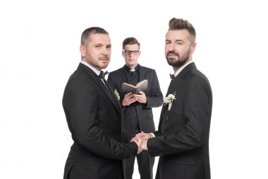 homosexual couple at wedding ceremony clipart
