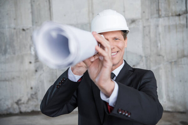 Professional architect at work 