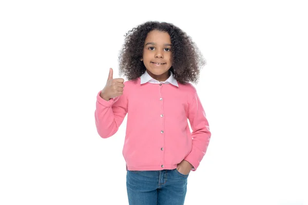 Афроамериканська дівчина показує великий палець вгору — стокове фото