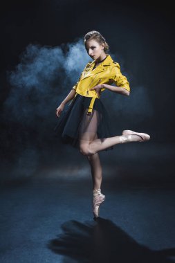ballet dancer in leather jacket  clipart