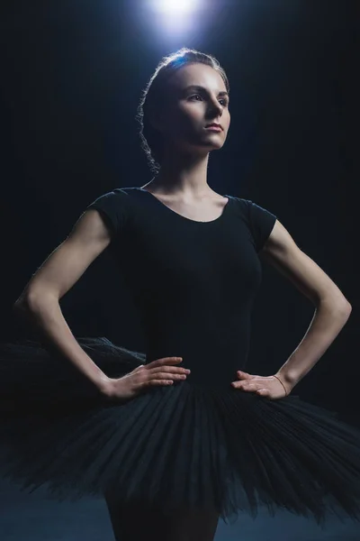 Baletka v černém tutu — Stock fotografie