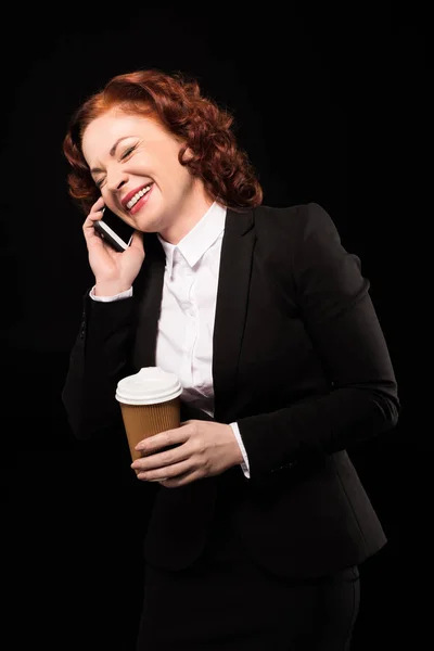 Laughing businesswoman talking on phone — Stock Photo, Image