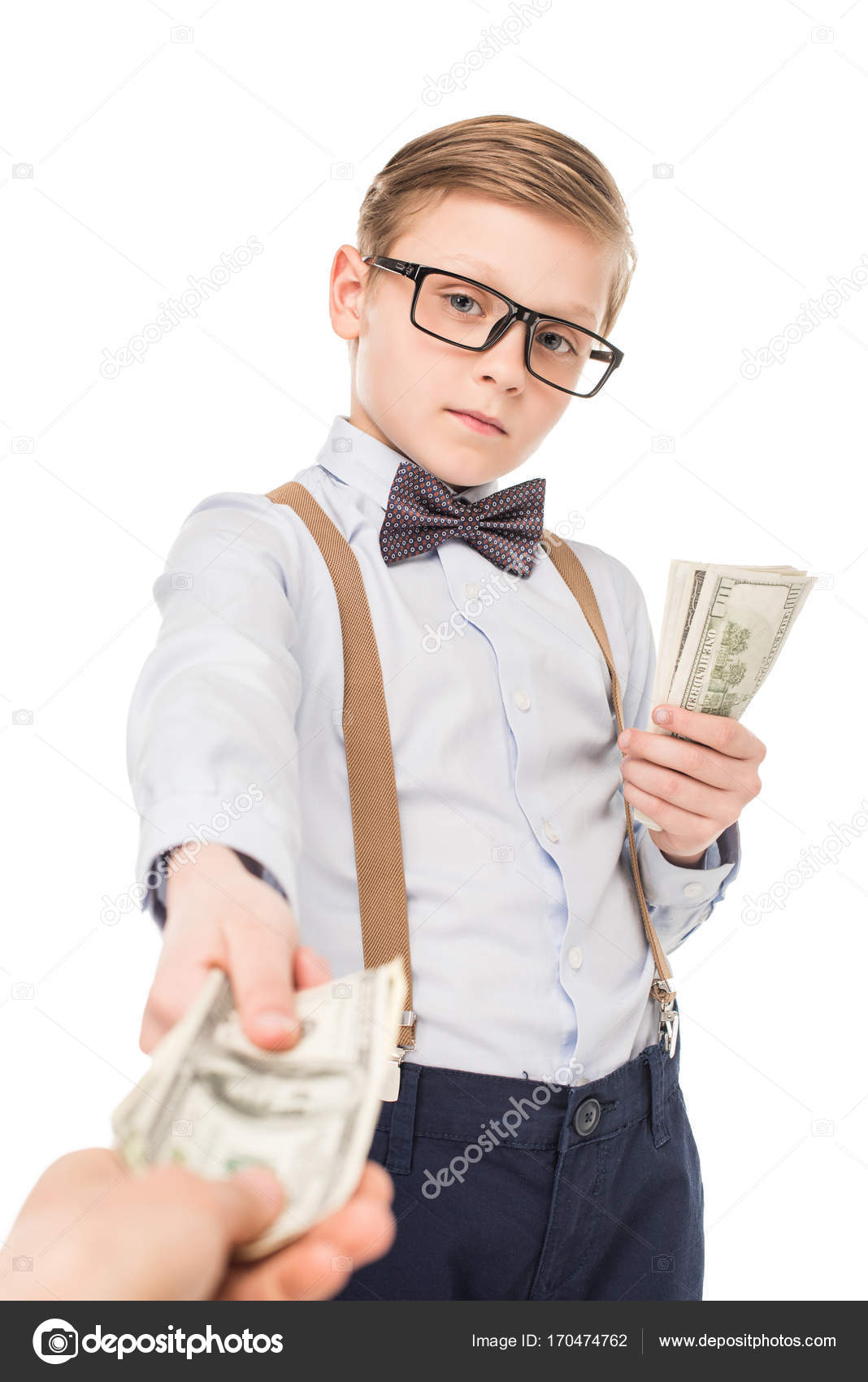Little boy with dollar banknotes — Stock Photo © NatashaFedorova 170474762
