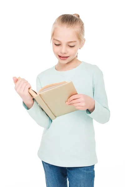 Školačka čtení kniha — Stock fotografie
