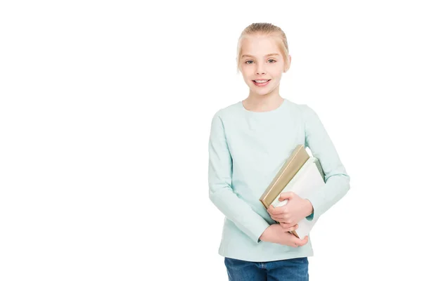 Schülerin hält Bücher in der Hand — Stockfoto