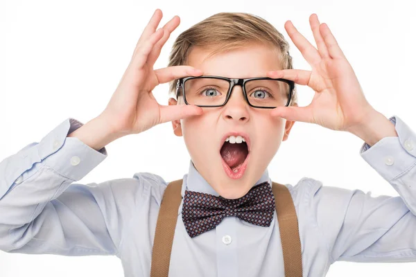 Emotional boy in eyeglasses — Stock Photo, Image