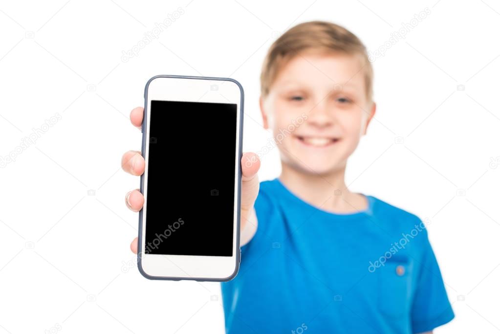 little boy with smartphone