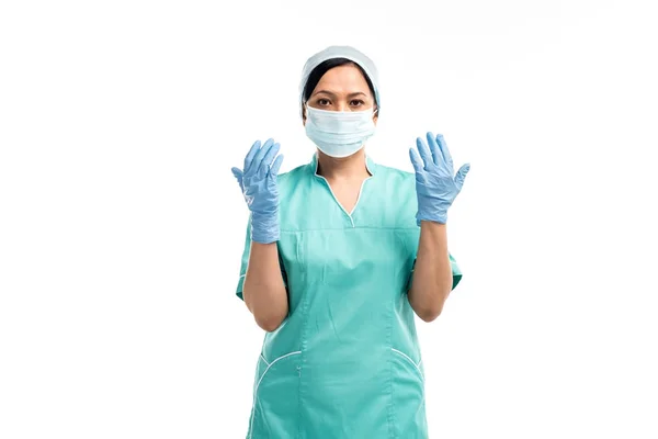 Chirurg purtând mănuși medicale — Fotografie, imagine de stoc