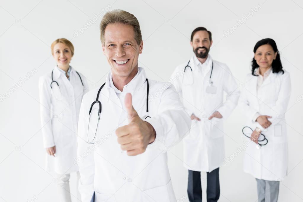 doctor showing thumb up