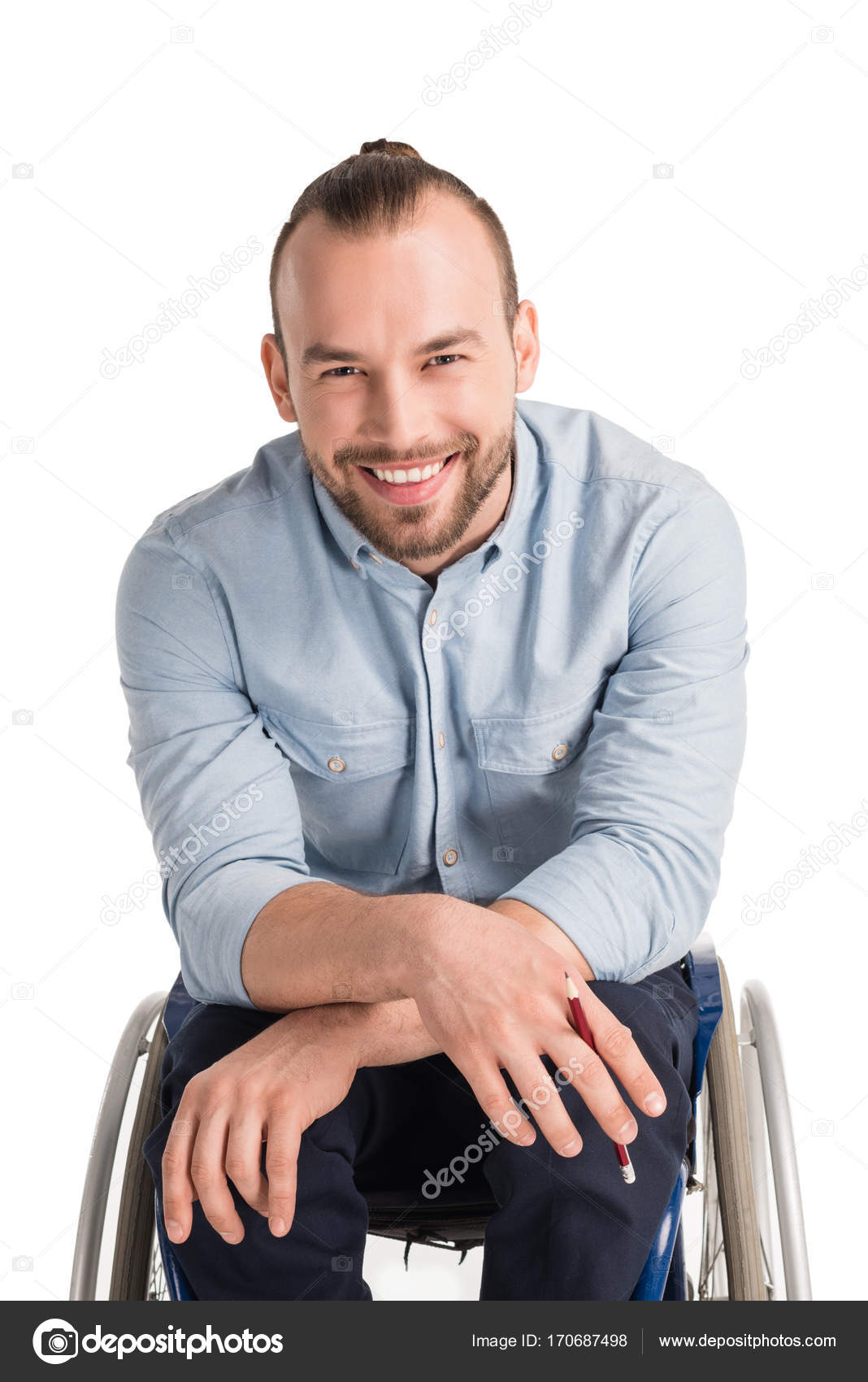 Smiling man in wheelchair Stock Photo by ©NatashaFedorova 170687498