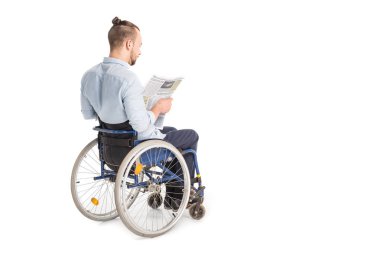 disabled man with newspaper clipart