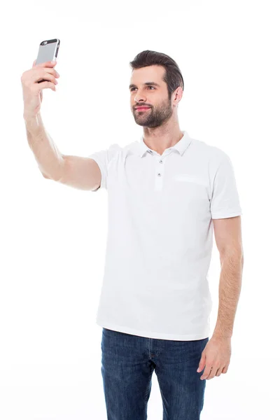 Hombre haciendo selfie - foto de stock