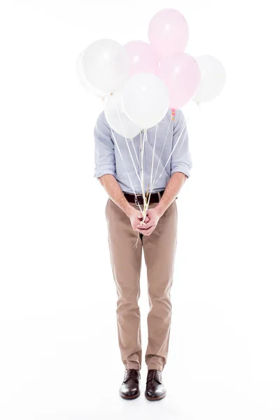 Uomo con palloncini d'aria — Foto stock