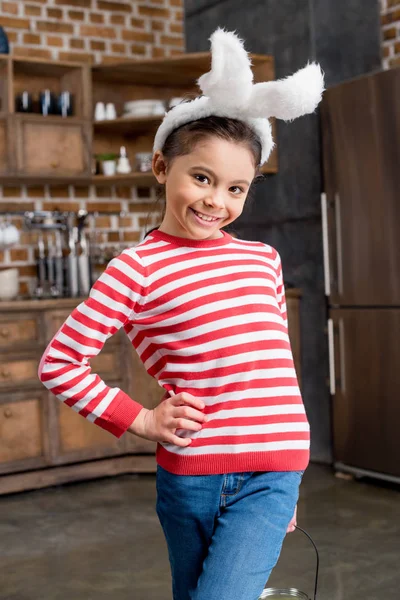 Girl in bunny ears — Stock Photo