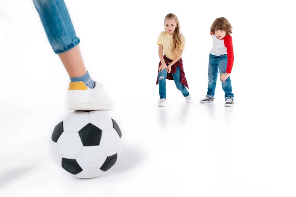 Children playing football — Stock Photo