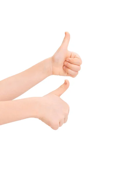 Hands gesturing thumbs up — Stock Photo