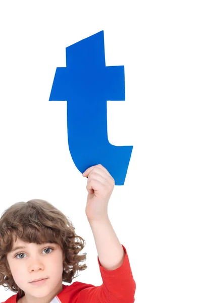 Kid holding alphabet letter — Stock Photo