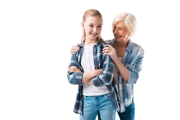 Счастливые бабушка и внучка — стоковое фото