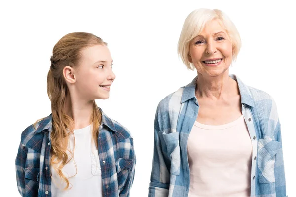 Retrato de abuela y nieta - foto de stock