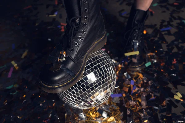 Young woman with disco ball — Stock Photo