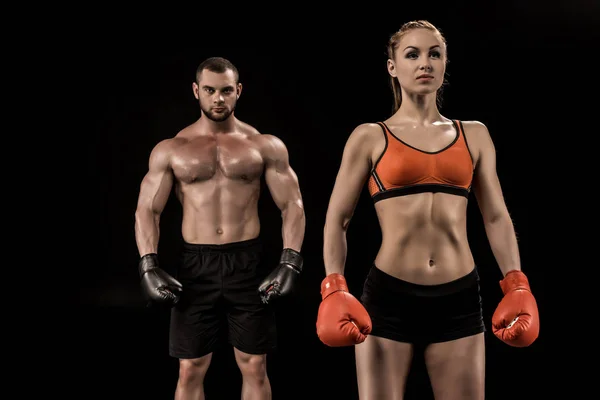 Young couple of boxers — Stock Photo