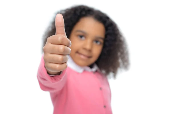 Afro-americano menina mostrando polegar para cima — Fotografia de Stock