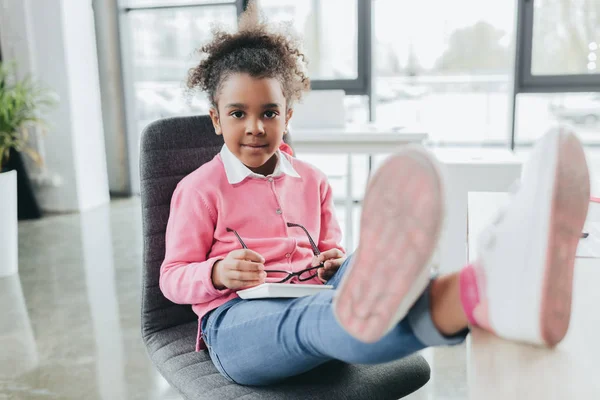 Little african american businesswoman — Stock Photo