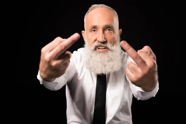 Man showing middle fingers — Stock Photo